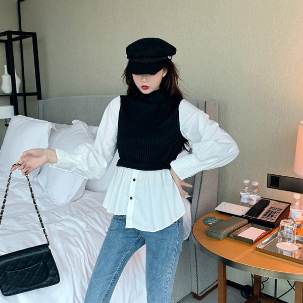 Retró női ing kötött mellénnyel