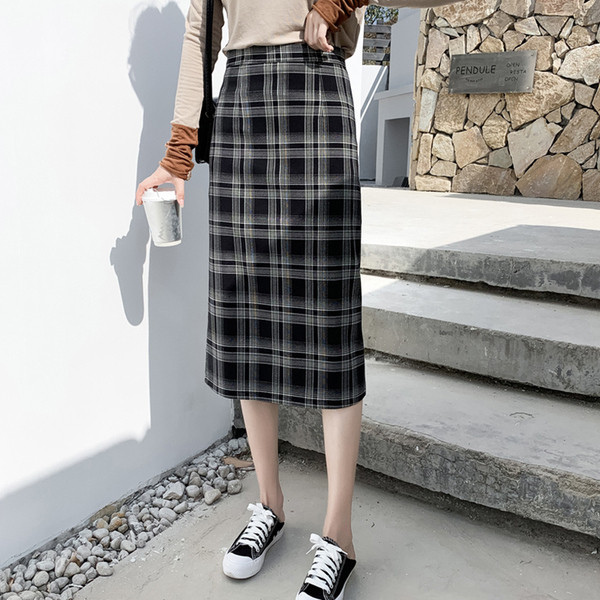 Retro stiliaus languotas moteriškas sijonas aukštu juosmeniu