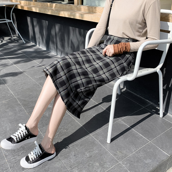 Retro stiliaus languotas moteriškas sijonas aukštu juosmeniu