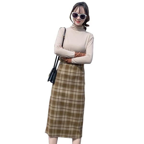 Retro stiliaus languotas moteriškas sijonas aukštu juosmeniu