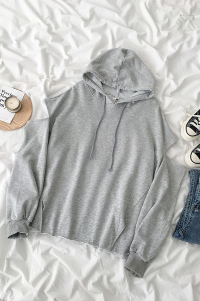 Moteriška laisvalaikio palaidinė ilgomis rankovėmis ir gobtuvu