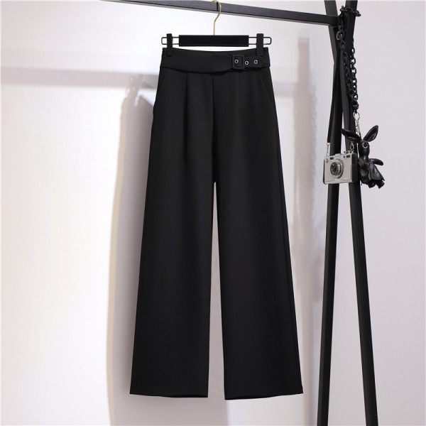 Sieviešu stilīgas platas bikses ar augstu vidukli un jostu