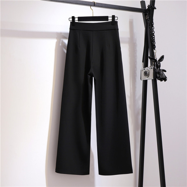 Sieviešu stilīgas platas bikses ar augstu vidukli un jostu