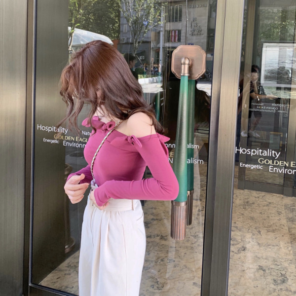 Bluză casual de damă cu umerii goi și mâneci lungi