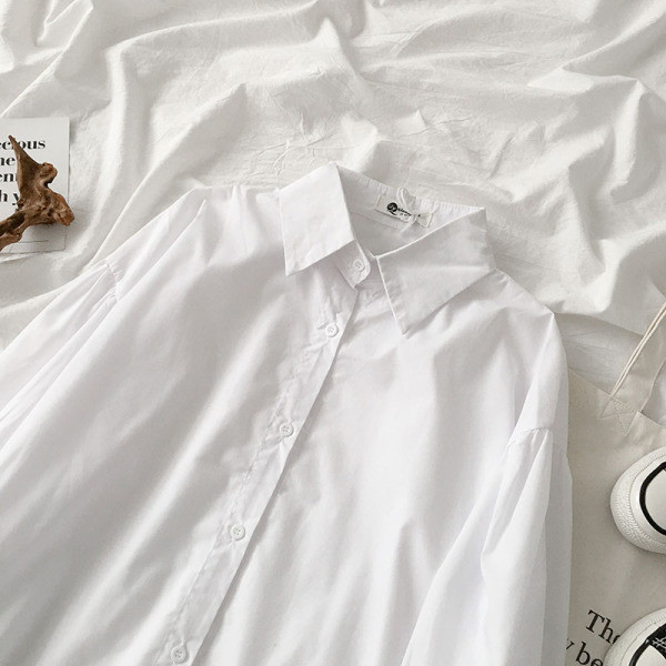 Ikdienas sieviešu krekls ar klasisku apkakli un garām piedurknēm