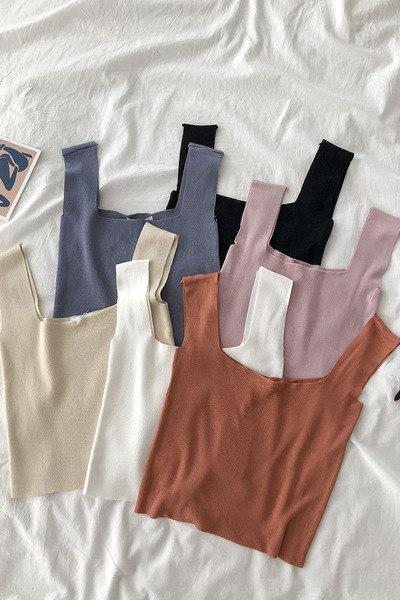 Maieu de zi cu zi pentru damă, cu decolteu pătrat și bretele largi