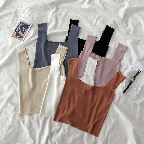 Maieu de zi cu zi pentru damă, cu decolteu pătrat și bretele largi