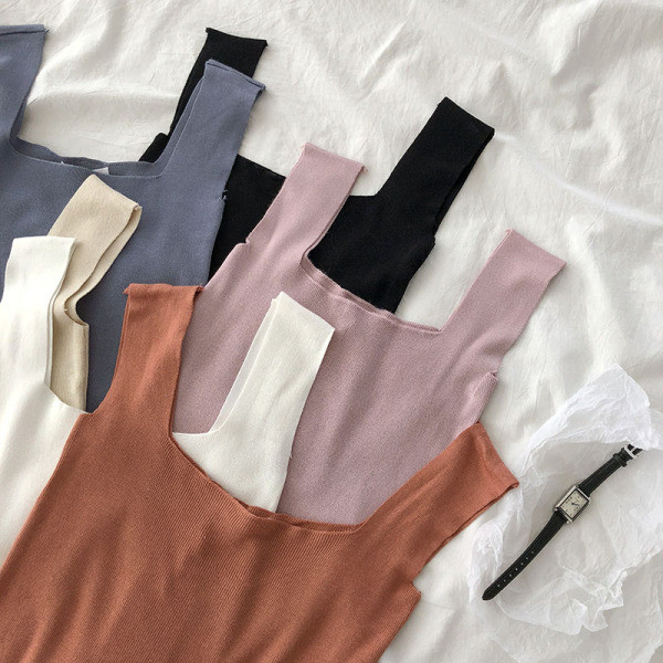 Maieu de zi cu zi pentru damă, cu decolteu pătrat și bretele largi