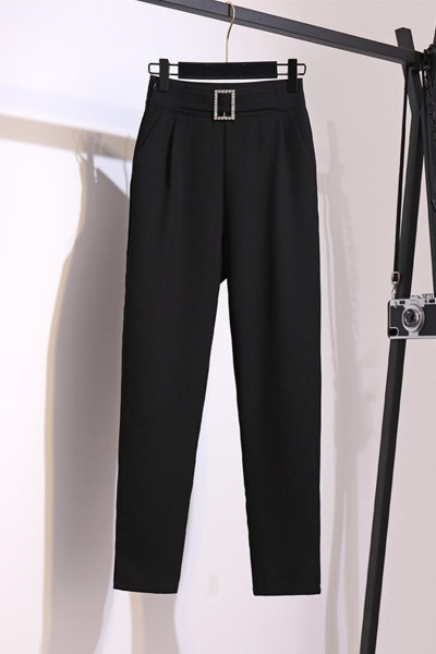 Új modell női egyenes nadrág magas derékkal és övvel