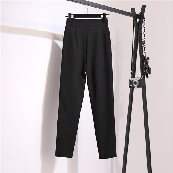 Új modell női egyenes nadrág magas derékkal és övvel