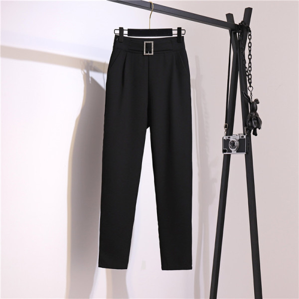 Új modell női egyenes nadrág magas derékkal és övvel