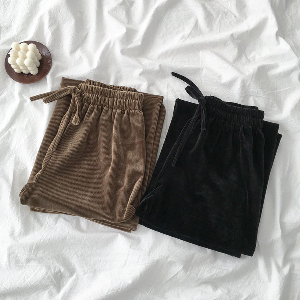 Pantaloni casual dama stil retro cu talie elastica