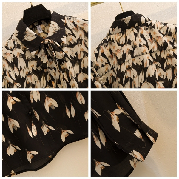 Нов модел дамска риза -с флорален десен и класическа яка