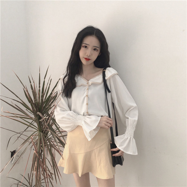 Нов модел дамска риза с копчета и дълъг ръкав 