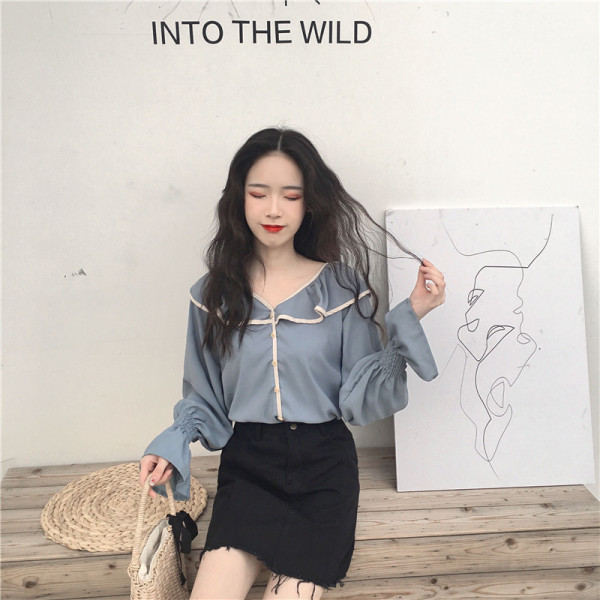 Нов модел дамска риза с копчета и дълъг ръкав 