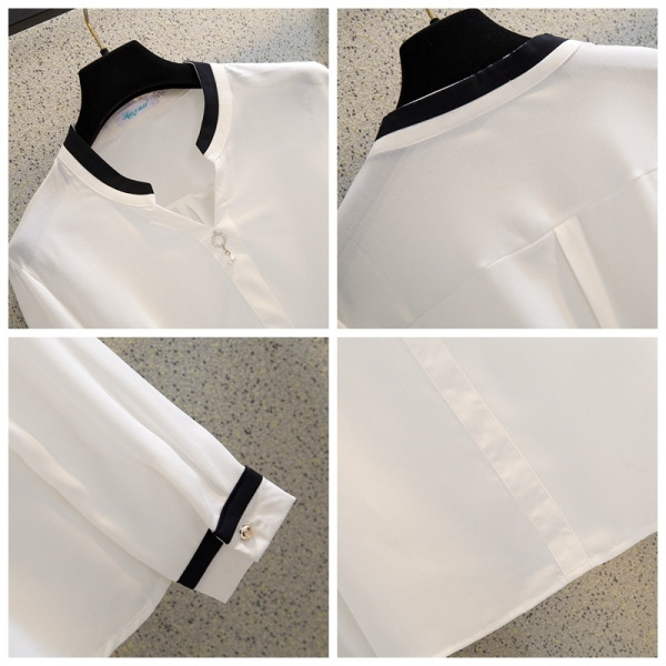 Kaasaegne naiste särk spits-kaelusega ja pikkade varrukatega