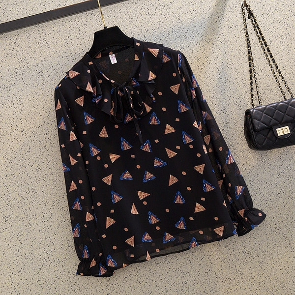 Jauna modeļa sieviešu blūze ar rakstu un saitēm