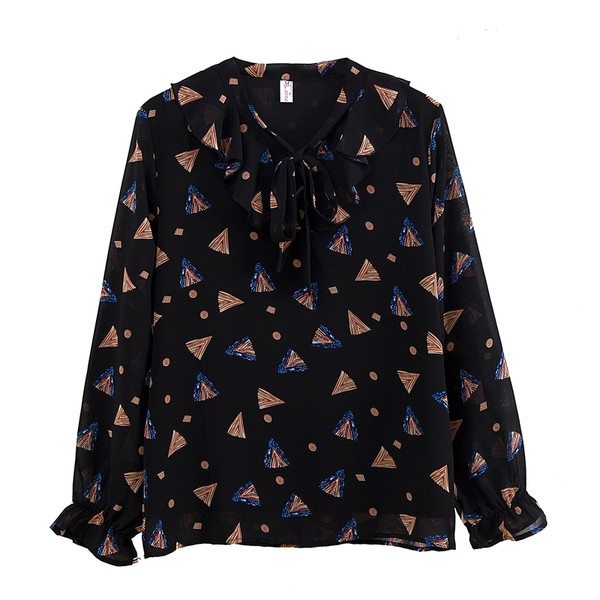 Jauna modeļa sieviešu blūze ar rakstu un saitēm