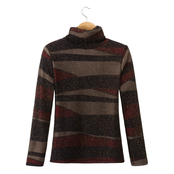 Moderna sieviešu blūze ar polo apkakli un spīdīgu efektu