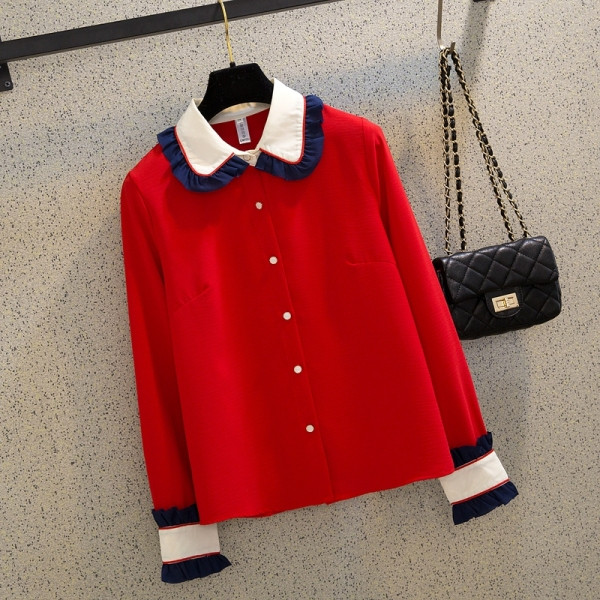 Moderns sieviešu krekls - ar klasisku apkakli un garām piedurknēm