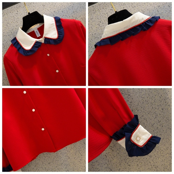 Moderns sieviešu krekls - ar klasisku apkakli un garām piedurknēm