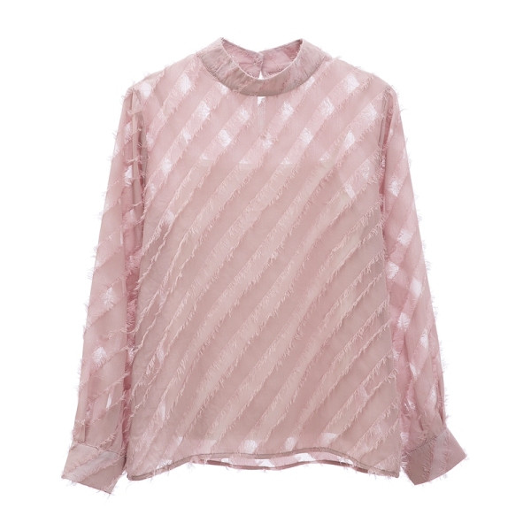 Elegantiška moteriška palaidinė žema apykakle ir blizgiu efektu