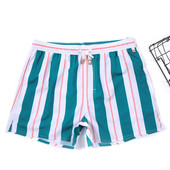 Csíkos férfi strandnadrág gumírozott derékkal és megkötővel