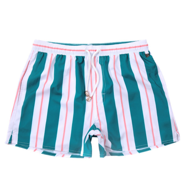 Csíkos férfi strandnadrág gumírozott derékkal és megkötővel