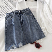 Moodne kõrge vöökoha, rebenenud motiivide ja tikanditega naiste seelik