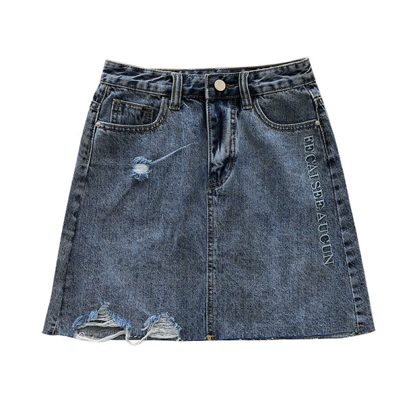 Moodne kõrge vöökoha, rebenenud motiivide ja tikanditega naiste seelik