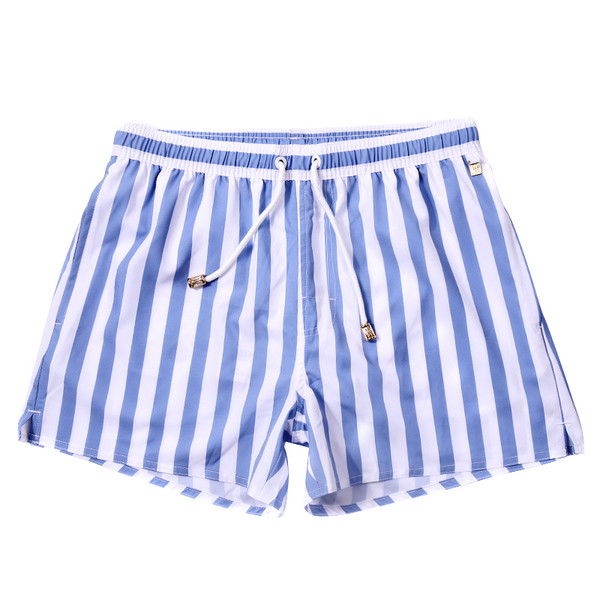 Šiuolaikiški vyriški dryžuoti paplūdimio šortai su elastiniu juosmeniu ir kaklaraiščiais