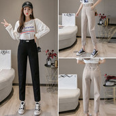 Sieviešu ikdienas bikses ar augstu vidukli un kabatām