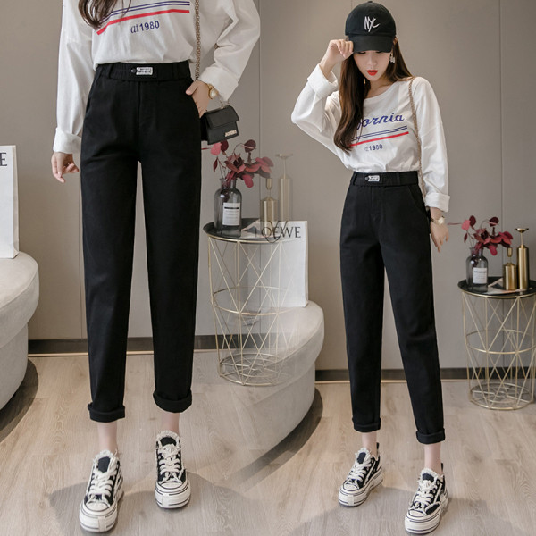 Sieviešu ikdienas bikses ar augstu vidukli un kabatām