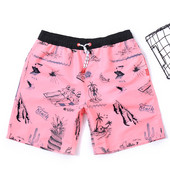 Rózsaszín férfi strandnadrág gumírozott derékkal és rátétekkel