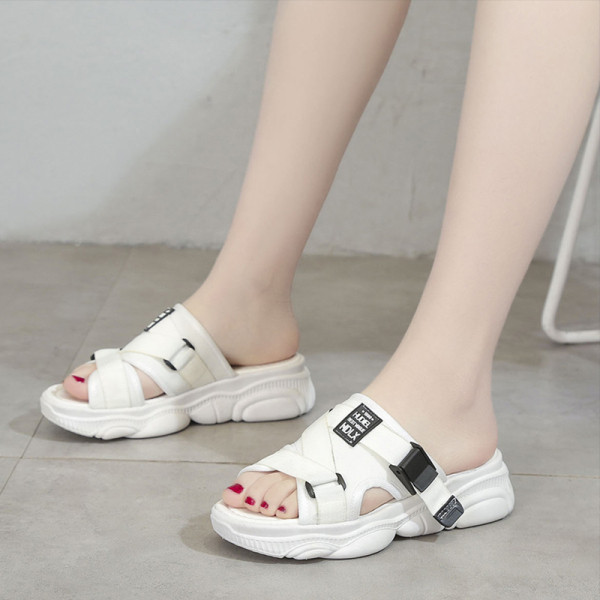 Дамски ежедневни чехли с висока подметка и каишки 