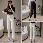 Modern női nadrág magas derékkal és zsebes zsebbel