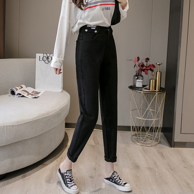 Modern női nadrág magas derékkal és zsebes zsebbel