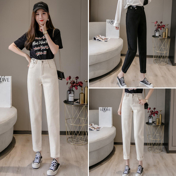 Modern női nadrág magas derékkal és zsebes zsebbel