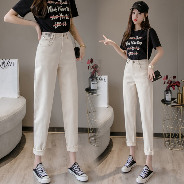 Modern női nadrág magas derékkal és zsebes zsebbel