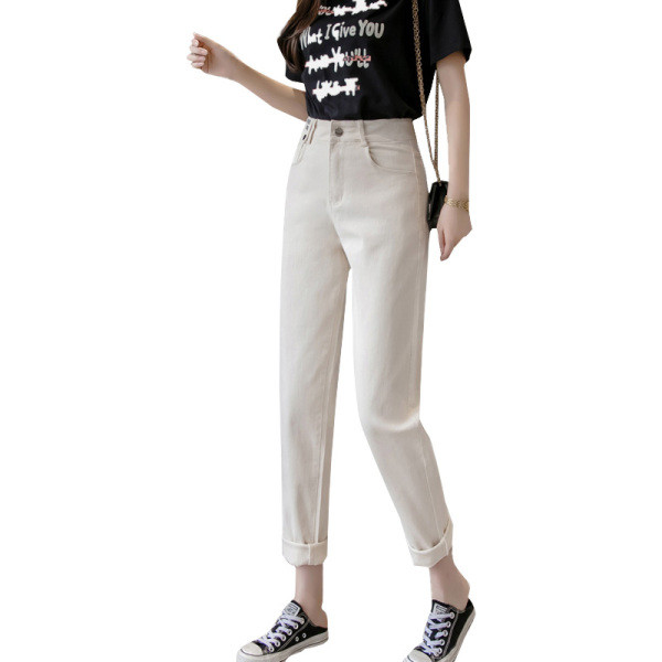 Modern női nadrág magas derékkal és zsebes zsebbel