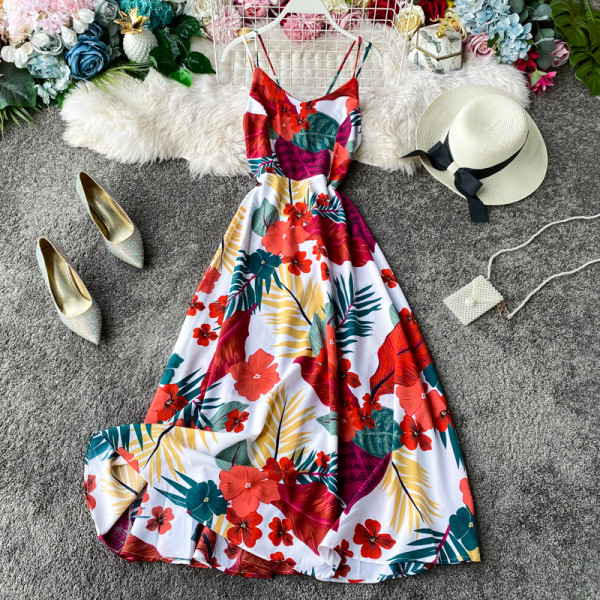 Pavasara sieviešu kleita ar špica kakla izgriezumu un ziedu apdruku