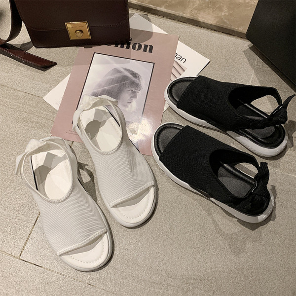 Ежедневни дамски сандали с равна подметка и панделка 