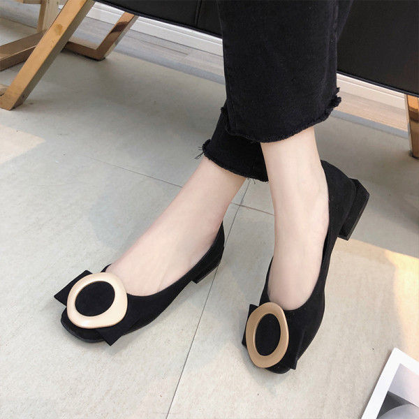 Női alkalmi cipő lapos talppal és csattal - öko velúrból