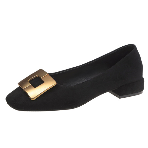 Női alkalmi cipő lapos talppal és csattal - öko velúrból