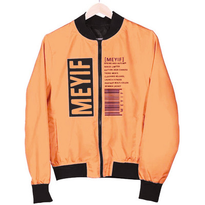 Geaca de barbati rezistenta la vant cu guler oval, fermoar si aplicatii