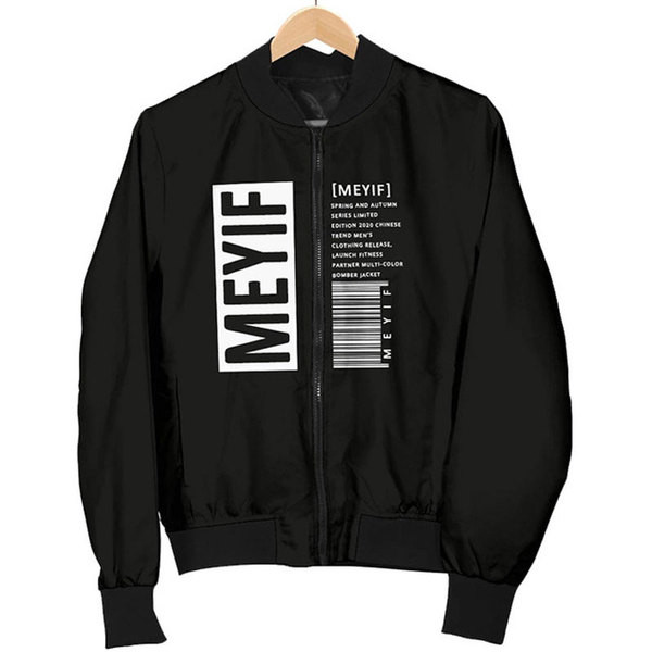 Geaca de barbati rezistenta la vant cu guler oval, fermoar si aplicatii