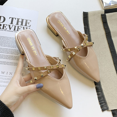 Női papucs hegyes modell és pánt - eko bőrből