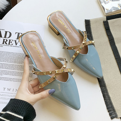 Női papucs hegyes modell és pánt - eko bőrből