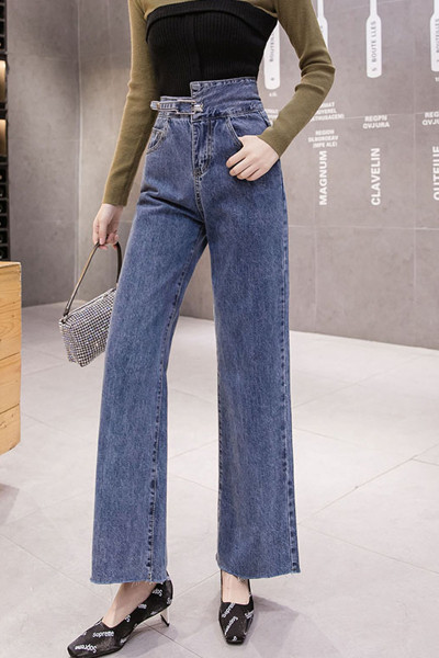 Sieviešu ikdienas garie džinsi ar kabatām un augstu vidukli