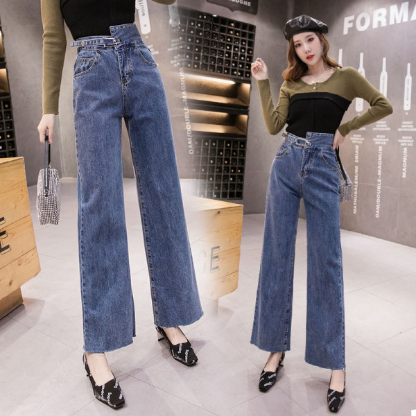 Sieviešu ikdienas garie džinsi ar kabatām un augstu vidukli